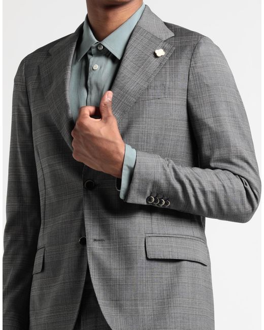 Lardini Gray Glen Plaid Wool Dual-Vent Suit for men