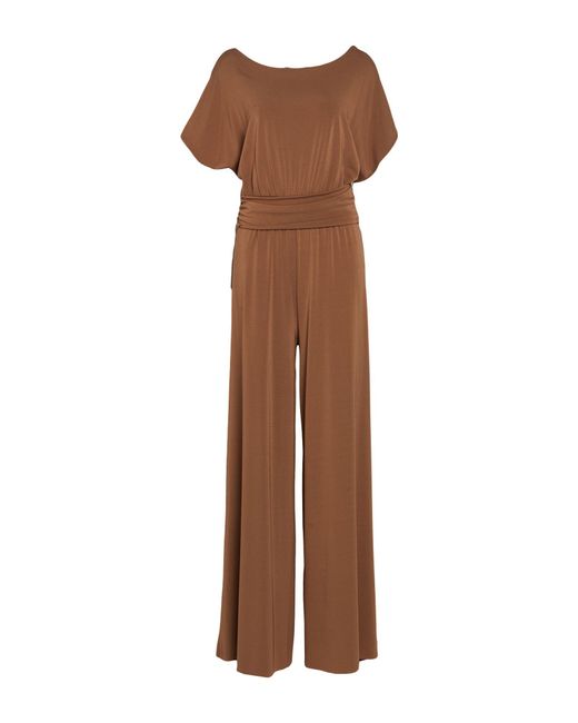 Kaos Brown Jumpsuit Acetate, Polyamide, Elastane