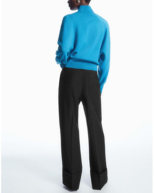 COS Blue Batwing-sleeve Merino Wool Sweater
