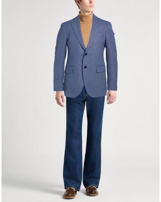 Tombolini Blue Blazer Polyester, Virgin Wool, Elastane for men