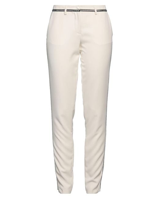 Philipp Plein White Pants Polyester, Elastane