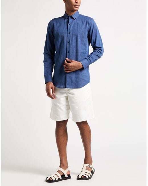 Bagutta Blue Shirt Linen, Cotton for men