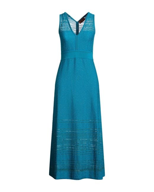 Missoni Blue Midi Dress Wool, Viscose, Synthetic Fibers, Metallic Fiber, Elastane