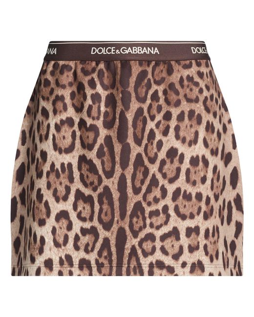 Dolce & Gabbana Brown Mini Skirt Polyester, Elastane, Polyamide