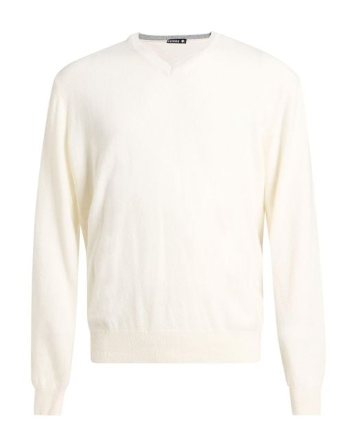 Andrea Fenzi White Sweater Merino Wool, Viscose, Nylon, Cashmere for men