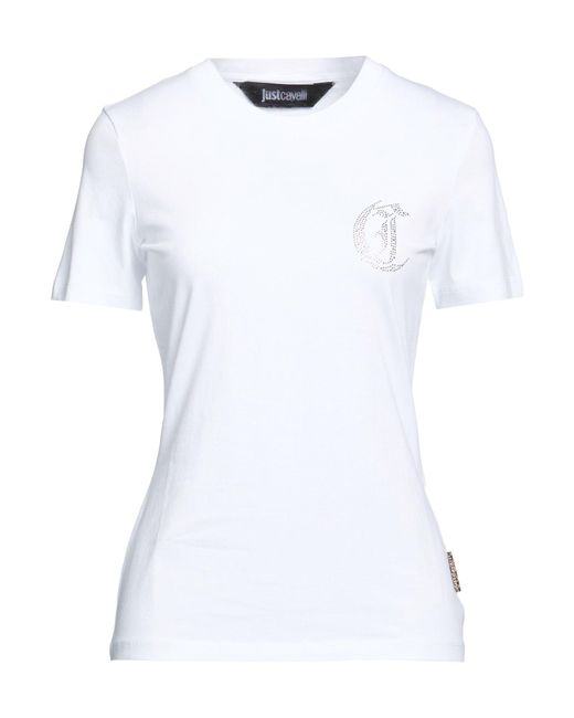 Just Cavalli White T-Shirt Cotton, Elastane