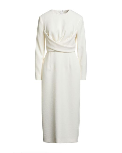 Emilia Wickstead White Ivory Midi Dress Polyester, Elastane