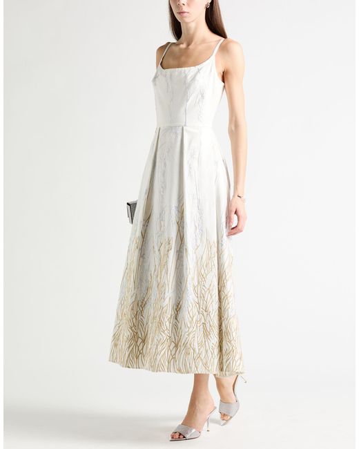 Elie Saab White Maxi Dress Cotton, Acetate, Polyester
