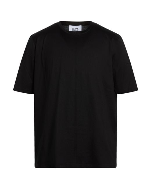 Alpha Studio Black T-Shirt Cotton for men