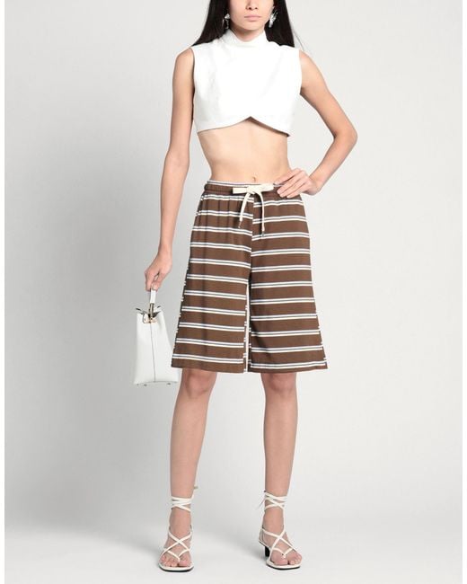 Please Red Chocolate Shorts & Bermuda Shorts Cotton, Polyester, Elastane