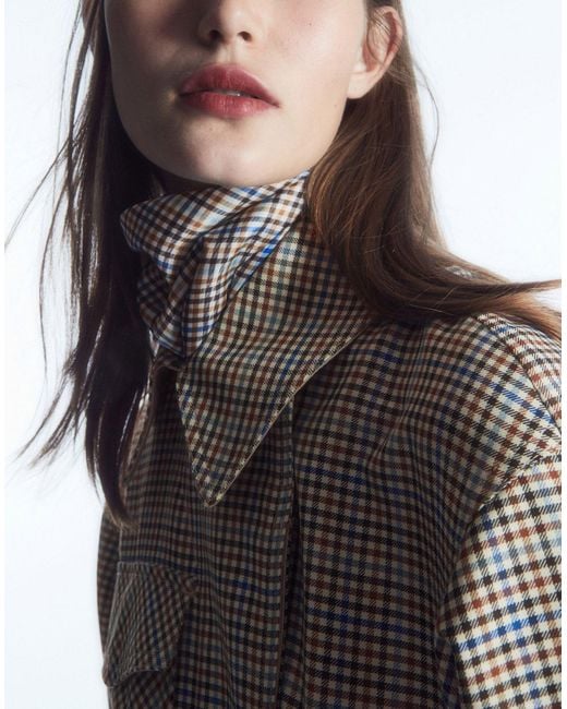 COS Gray Checked Utility Trench Coat