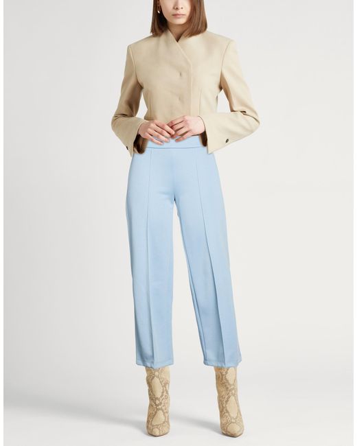 Semicouture Blue Pants Polyester, Cotton