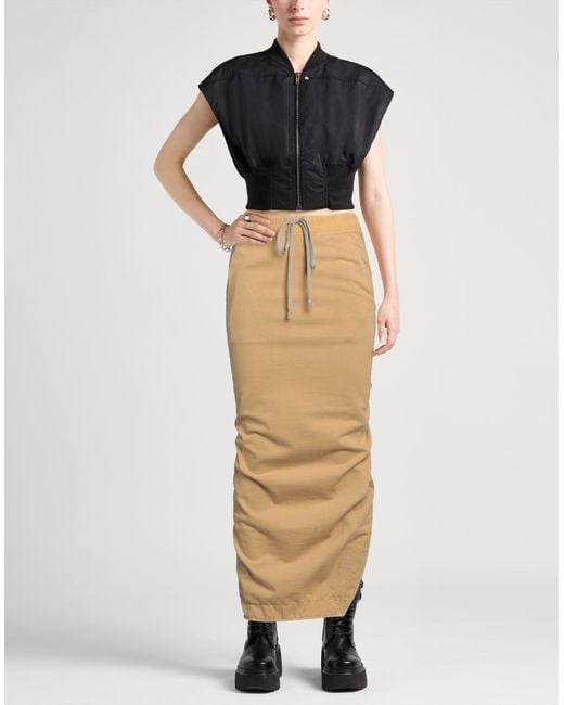 Rick Owens Natural Sand Maxi Skirt Cotton, Elastane