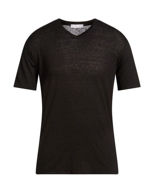 Daniele Fiesoli Black T-Shirt Linen, Elastane for men
