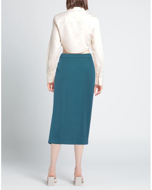 Jijil Blue Deep Jade Midi Skirt Polyester, Elastane