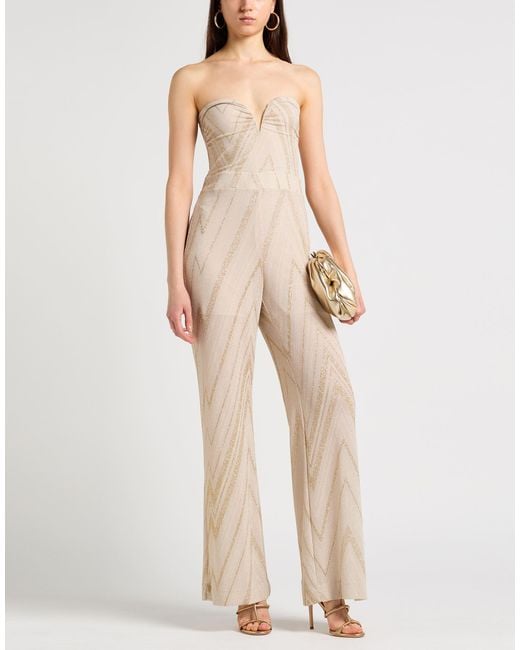 Liu Jo Natural Jumpsuit Polyamide, Metallic Polyester, Elastane