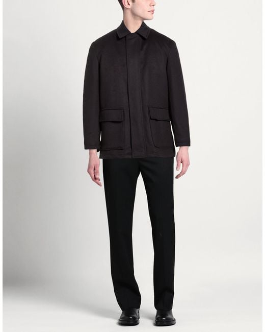 Sartoria Latorre Black Coat Virgin Wool, Polyamide, Cashmere for men