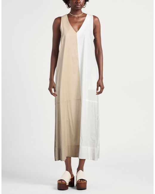 Alpha Studio White Maxi Dress Cotton, Elastane