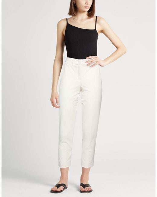 Marella White Pants Polyester, Viscose, Elastane