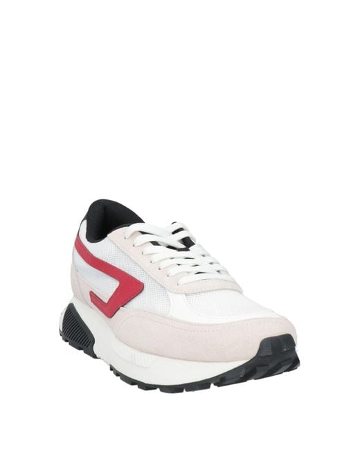 DIESEL White Sneakers Calfskin, Polyester for men
