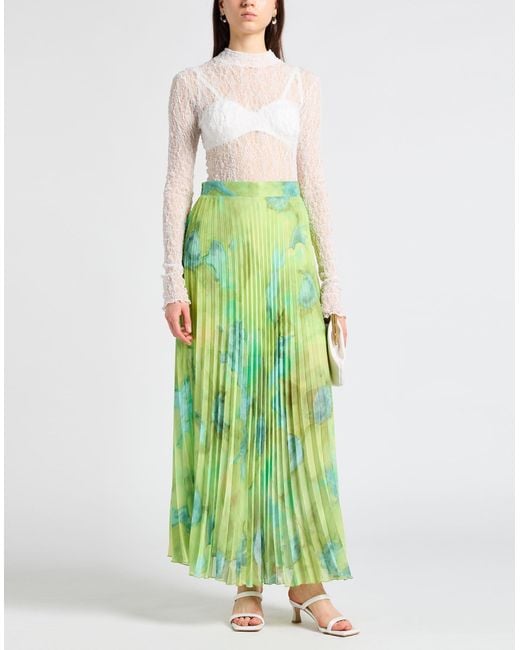 Liu Jo Green Floral-Print Pleated Midi Skirt