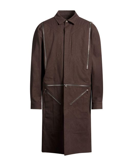 Rick Owens Brown Coat Cotton for men