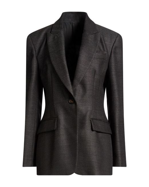 Brunello Cucinelli Black Charcoal Blazer Virgin Wool