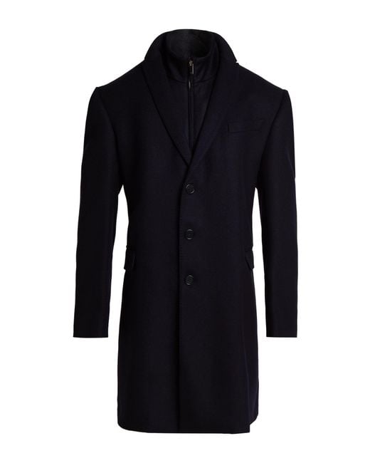 Emporio Armani Blue Coat Virgin Wool, Polyamide for men