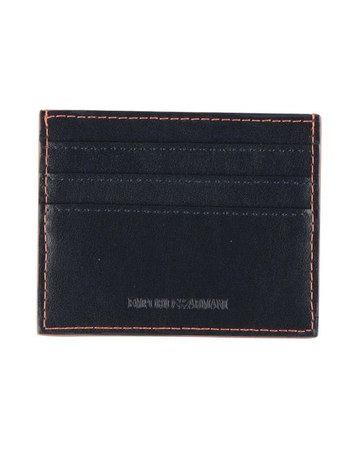 Emporio Armani Blue Midnight Document Holder Cow Leather for men