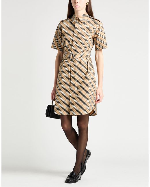 Burberry Natural Camel Mini Dress Cotton