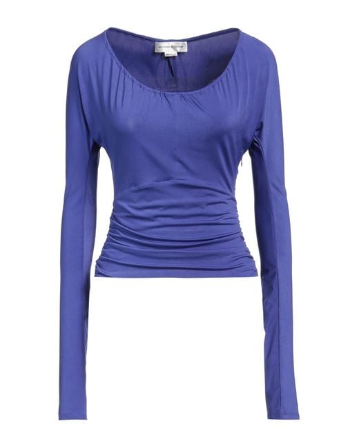 Victoria Beckham Blue T-Shirt Polyester, Elastane