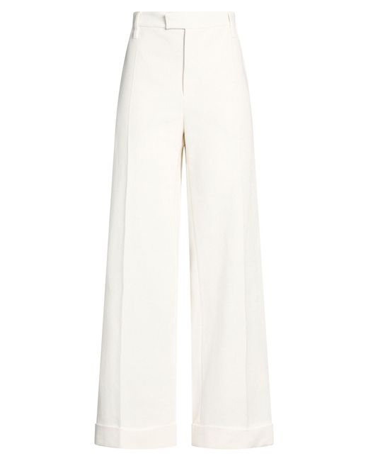 Brunello Cucinelli White Ivory Pants Cotton, Linen, Brass