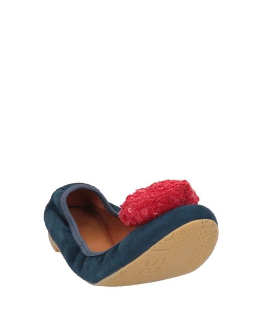 Ras Blue Ballet Flats Leather