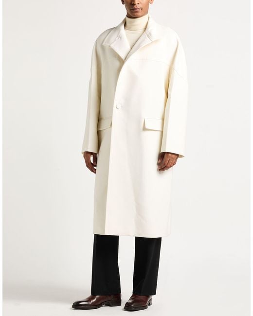 Valentino Garavani White Cream Coat Virgin Wool, Silk for men