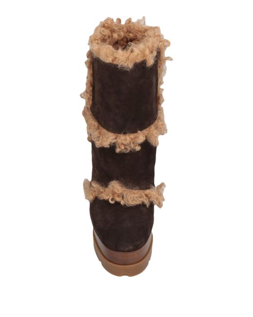Casadei Brown Dark Ankle Boots Leather, Textile Fibers