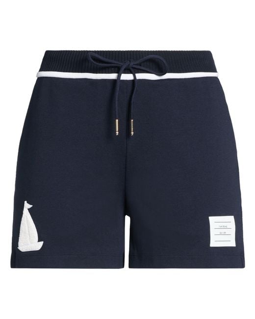 Thom Browne Blue Shorts & Bermuda Shorts Cotton, Wool, Acrylic, Polyester
