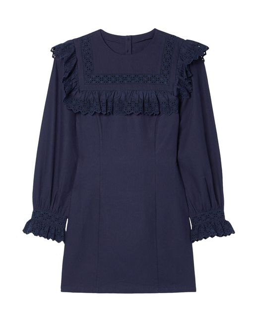 doen blue mini dress Doen Den Cotton Piper Mini Dress in Blue