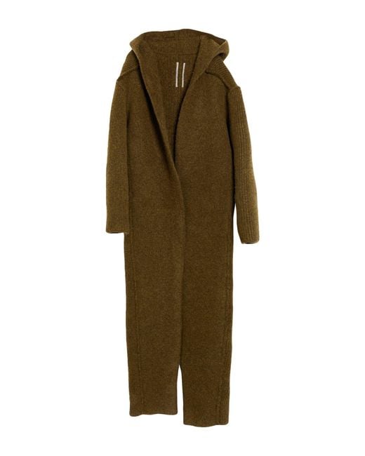 Rick Owens Green Khaki Coat Alpaca Wool, Polyamide, Wool, Elastane