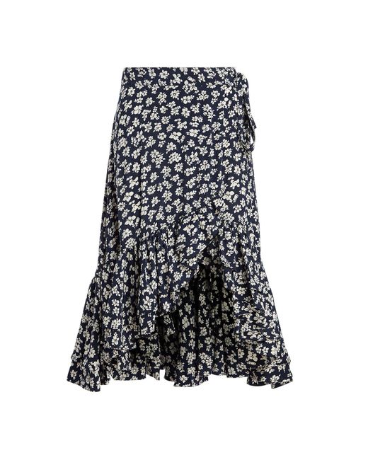 Polo Ralph Lauren Floral Crepe Wrap Skirt in Blue | Lyst