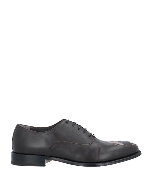 Pollini Gray Dark Lace-Up Shoes Calfskin for men