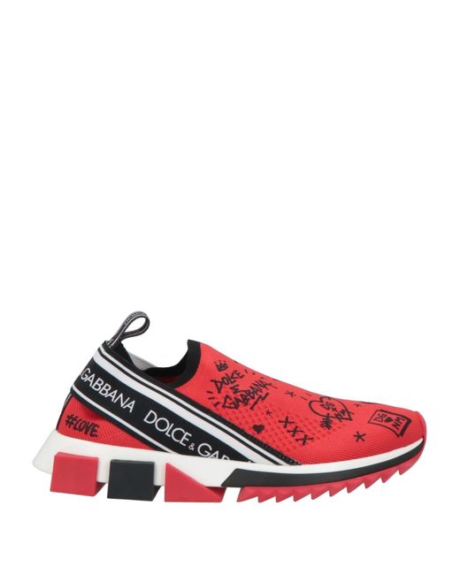 Dolce & Gabbana Red Sneakers Polyester, Polyamide, Cotton, Viscose, Elastane