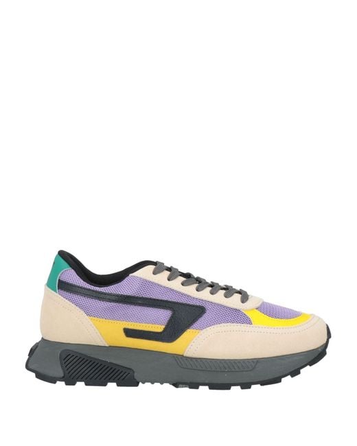 DIESEL Blue Sneakers Calfskin, Polyester for men
