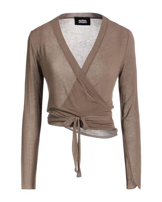Alpha Studio Brown Wrap Cardigans Viscose, Polyamide, Cashmere, Elastane