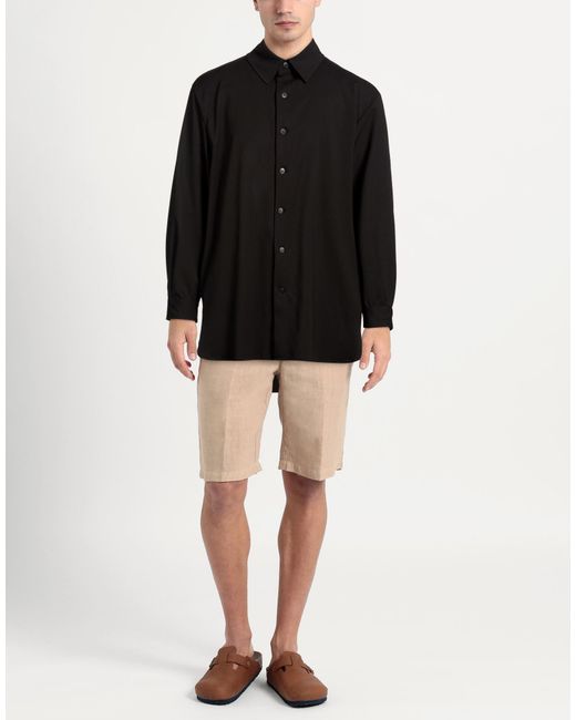 THELAND Black Shirt Virgin Wool, Polyester, Elastane for men