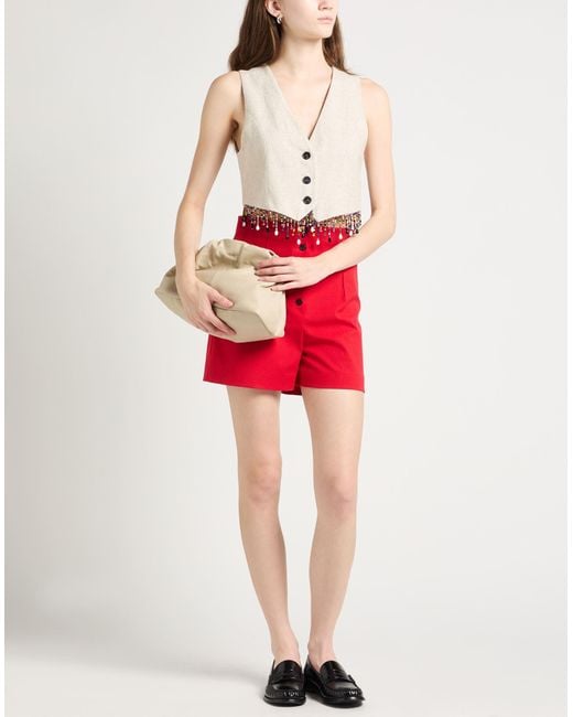 MSGM White Tailored Vest Viscose, Linen, Glass, Polyester