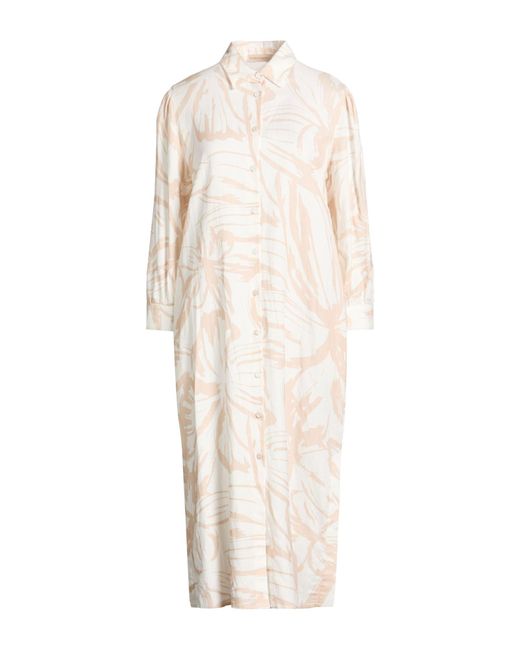 Purotatto Women's Natural Midi Dress Viscose, Linen