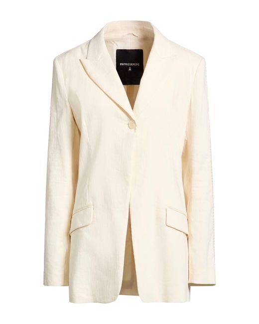 Patrizia Pepe Natural Ivory Blazer Linen, Polyamide