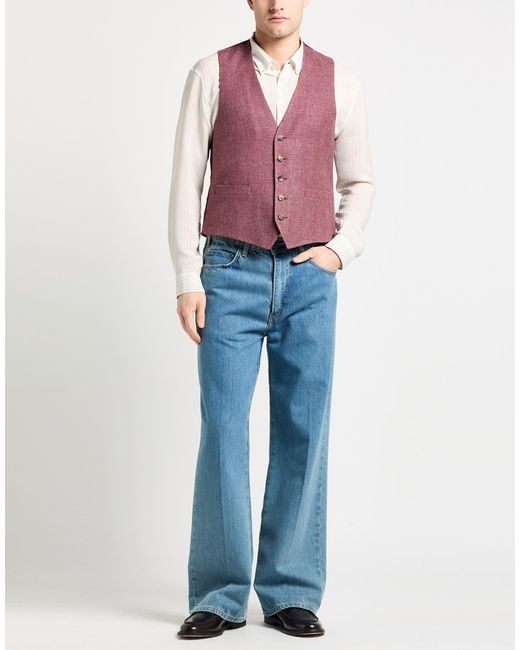 Lardini Purple Burgundy Tailored Vest Linen, Cotton, Silk for men