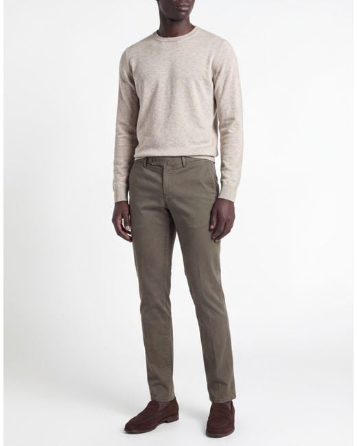 PT Torino Gray Military Pants Cotton, Elastane for men