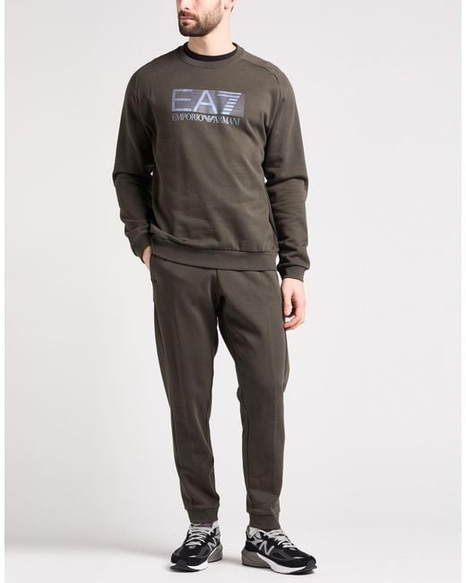 EA7 Black Dark Tracksuit Cotton, Polyester, Elastane for men
